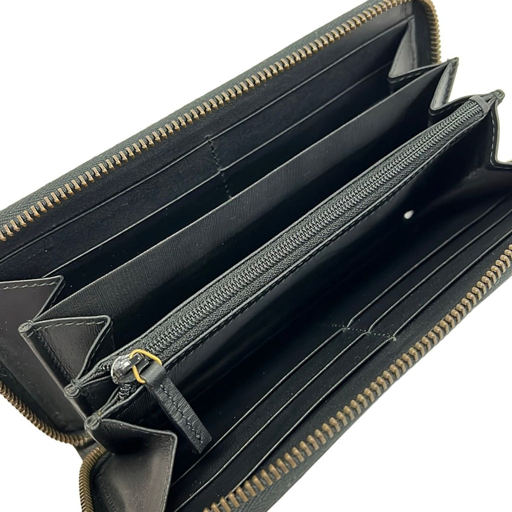 Gucci Wallet Black Light Pink Green Embroidery Flower Zip Around Leather — view 3
