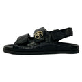 Gucci Sandals 38.5 Black Guccissima Line Double Leather