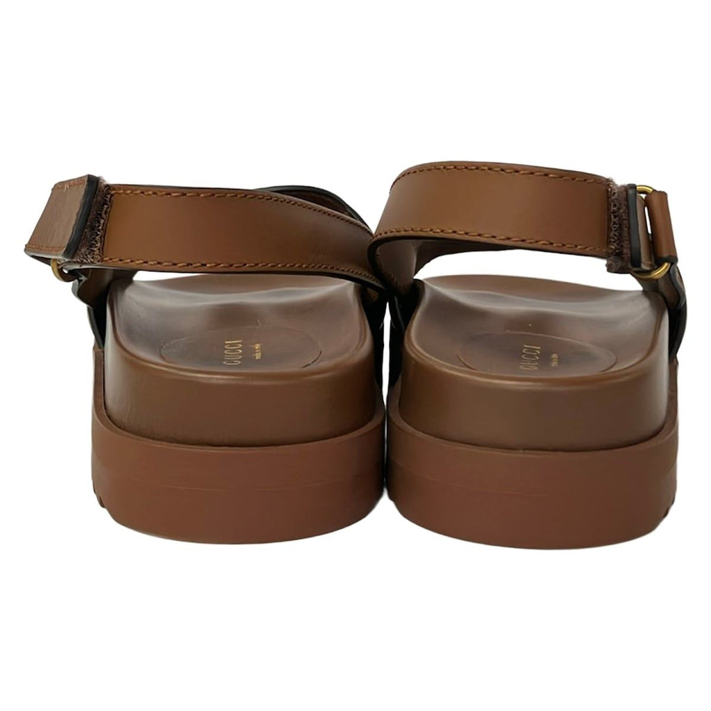 Gucci Sandals 36 Brown Interlocking Leather — view 3