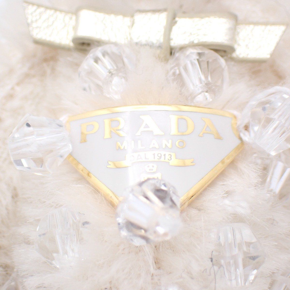 Prada Flower Teddy Bear Key Chain Key Holder White — view 5