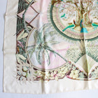 Hermes Carre 90 Scarf Aloha Silk 100% White Pawn — view 4