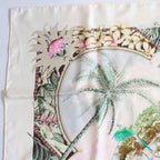 Hermes Carre 90 Scarf Aloha Silk 100% White Pawn — view 2