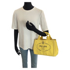Prada Canapa 2-Way Yellow Gold Canvas Tote Shoulder — view 7