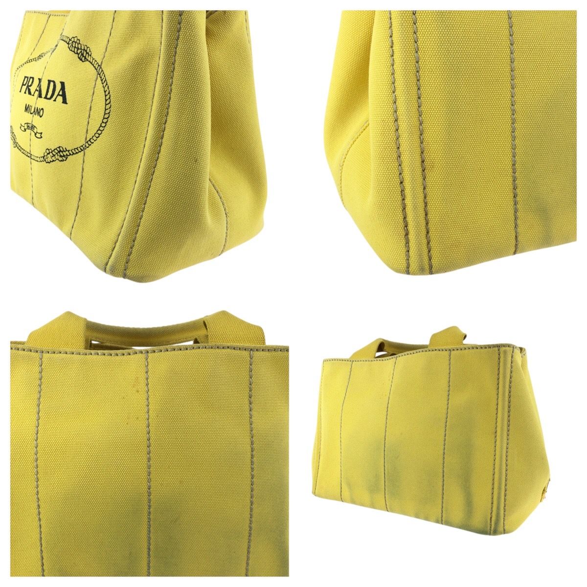 Prada Canapa 2-Way Yellow Gold Canvas Tote Shoulder — view 5
