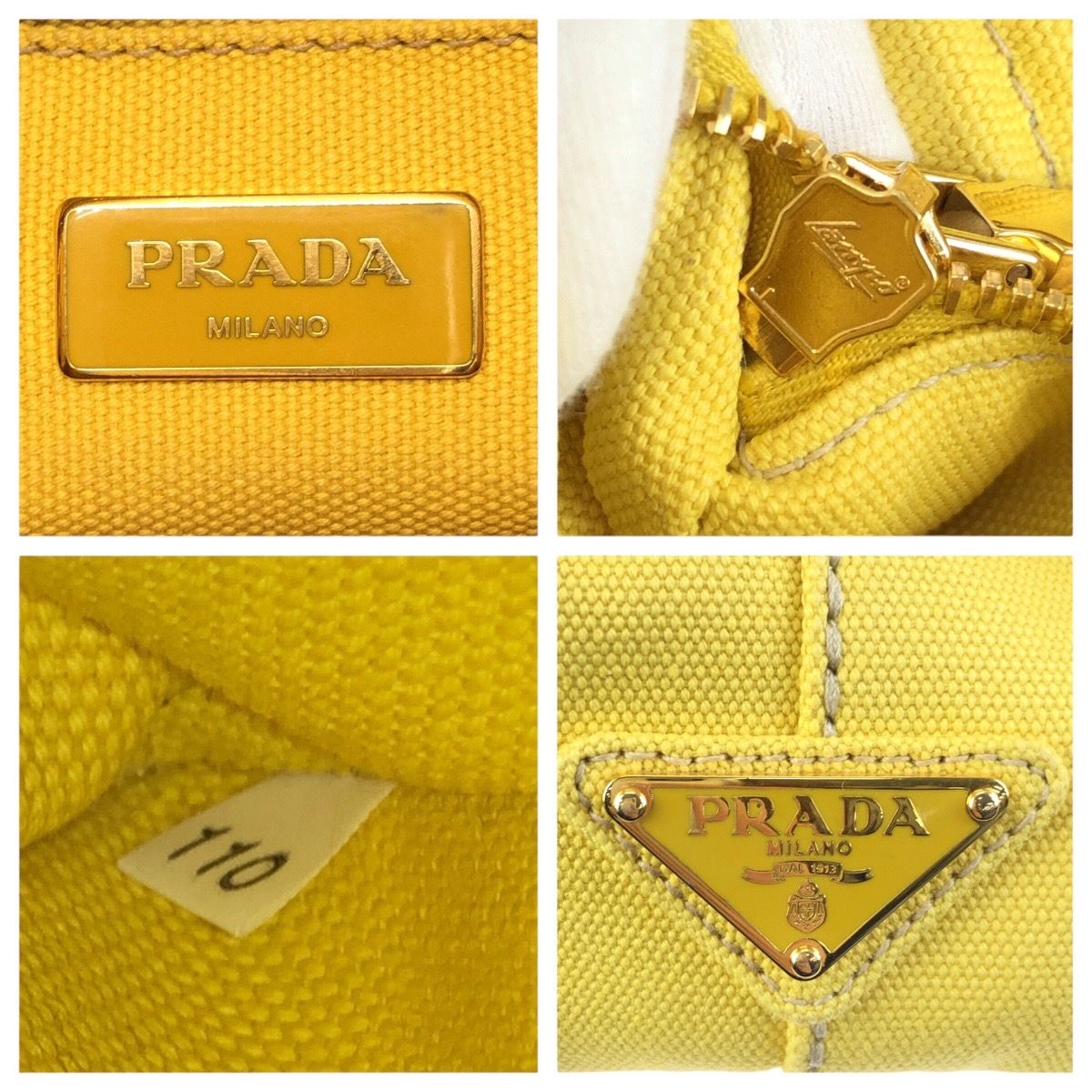 Prada Canapa 2-Way Yellow Gold Canvas Tote Shoulder — view 4