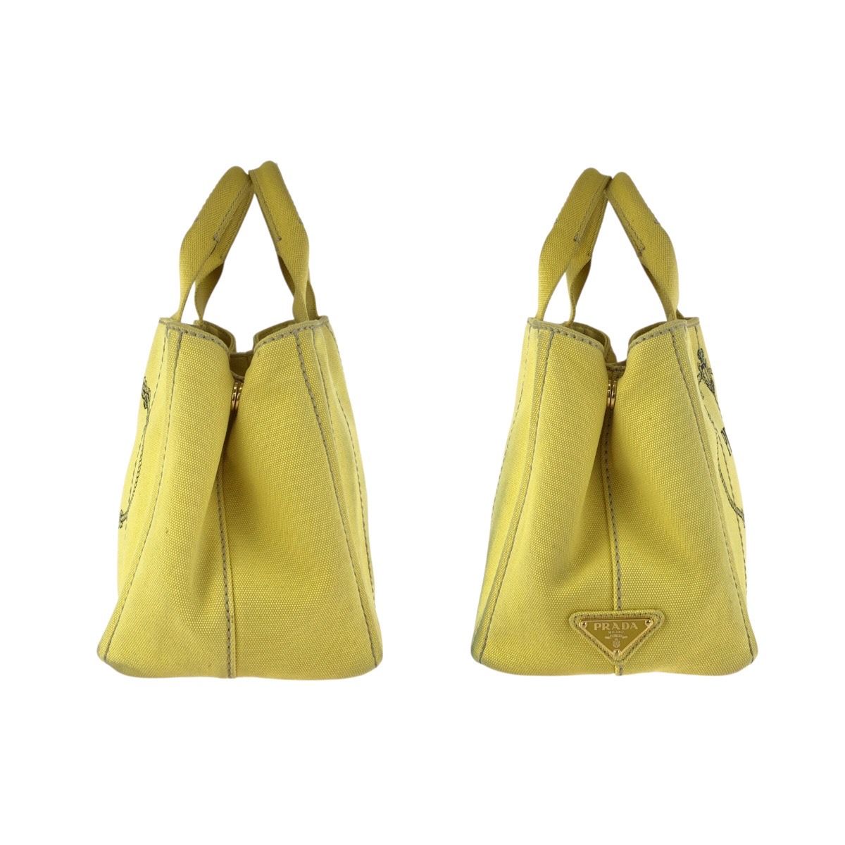 Prada Canapa 2-Way Yellow Gold Canvas Tote Shoulder — view 8