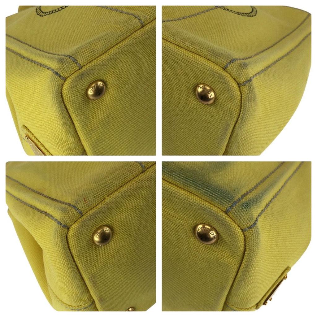 Prada Canapa 2-Way Yellow Gold Canvas Tote Shoulder — view 3