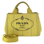 Prada Canapa 2-Way Yellow Gold Canvas Tote Shoulder