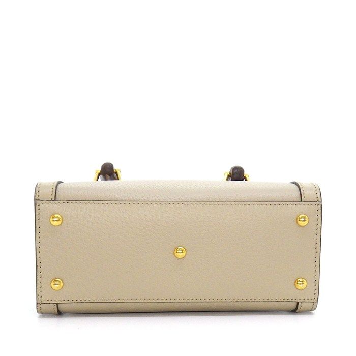 Gucci Shoulder Bag Diana Small Tote Beige Leather Gold — view 4