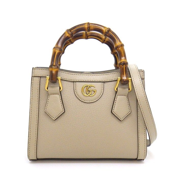 Gucci Shoulder Bag Diana Small Tote Beige Leather Gold