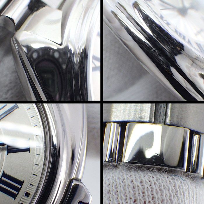 Cartier Watch Cles Silver Guilloche Dial Roman Index Date Back Slotted SS — view 6