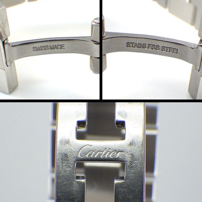 Cartier Watch Cles Silver Guilloche Dial Roman Index Date Back Slotted SS — view 5