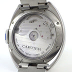 Cartier Watch Cles Silver Guilloche Dial Roman Index Date Back Slotted SS — view 4