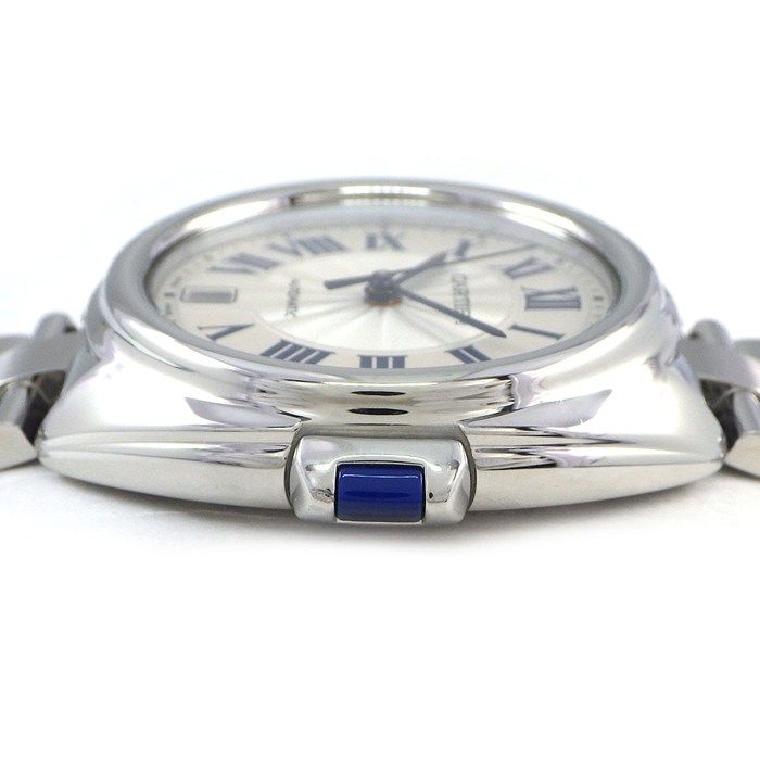 Cartier Watch Cles Silver Guilloche Dial Roman Index Date Back Slotted SS — view 2