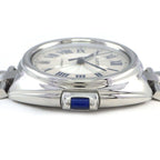Cartier Watch Cles Silver Guilloche Dial Roman Index Date Back Slotted SS — view 2