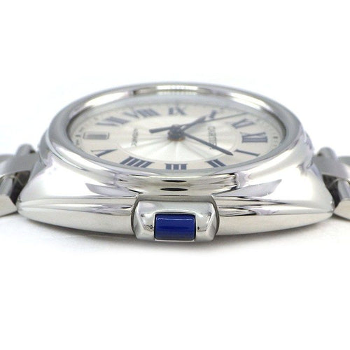 Cartier Watch Cles Silver Guilloche Dial Roman Index Date Back Slotted SS — view 2