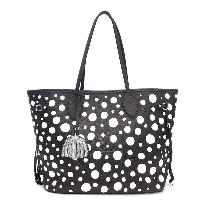 Louis Vuitton Tote Bag LV Yk Neverfull MM Yayoi Kusama Black White Monogram