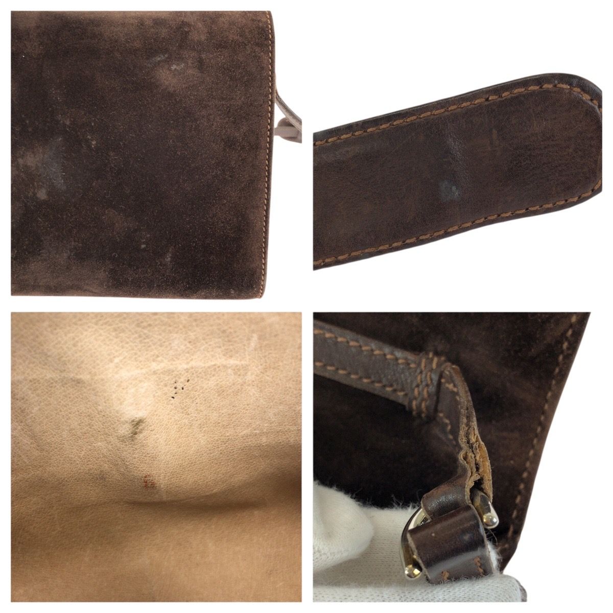 Gucci Vintage Brown Gold Suede Shoulder — view 6