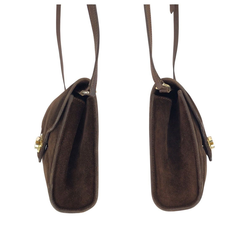Gucci Vintage Brown Gold Suede Shoulder — view 8