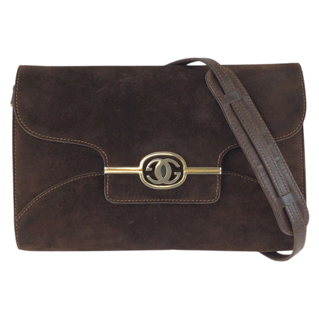 Gucci Vintage Brown Gold Suede Shoulder