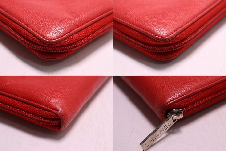 Chanel Caviar Leather CC Logo Zip Around Wallet — view 9
