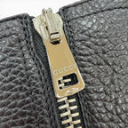 Gucci Belted Side Zip Leather Shearling Long Boots Black Silver — view 8