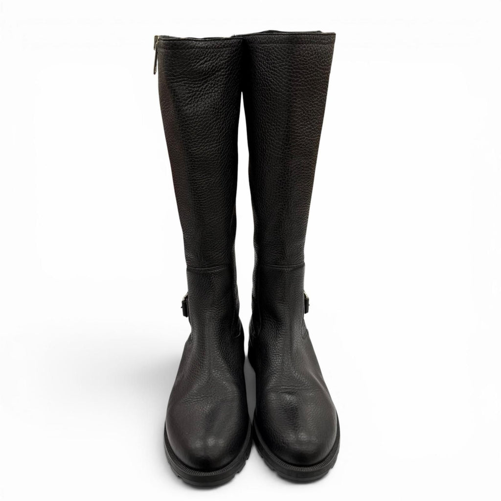 Gucci Belted Side Zip Leather Shearling Long Boots Black Silver — view 6