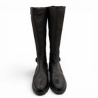 Gucci Belted Side Zip Leather Shearling Long Boots Black Silver — view 6