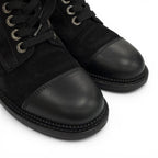 Chanel Leather Quilted CC Logo Lace Up Suede Short Boots Black 37 Boxes — view 8