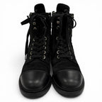 Chanel Leather Quilted CC Logo Lace Up Suede Short Boots Black 37 Boxes — view 4