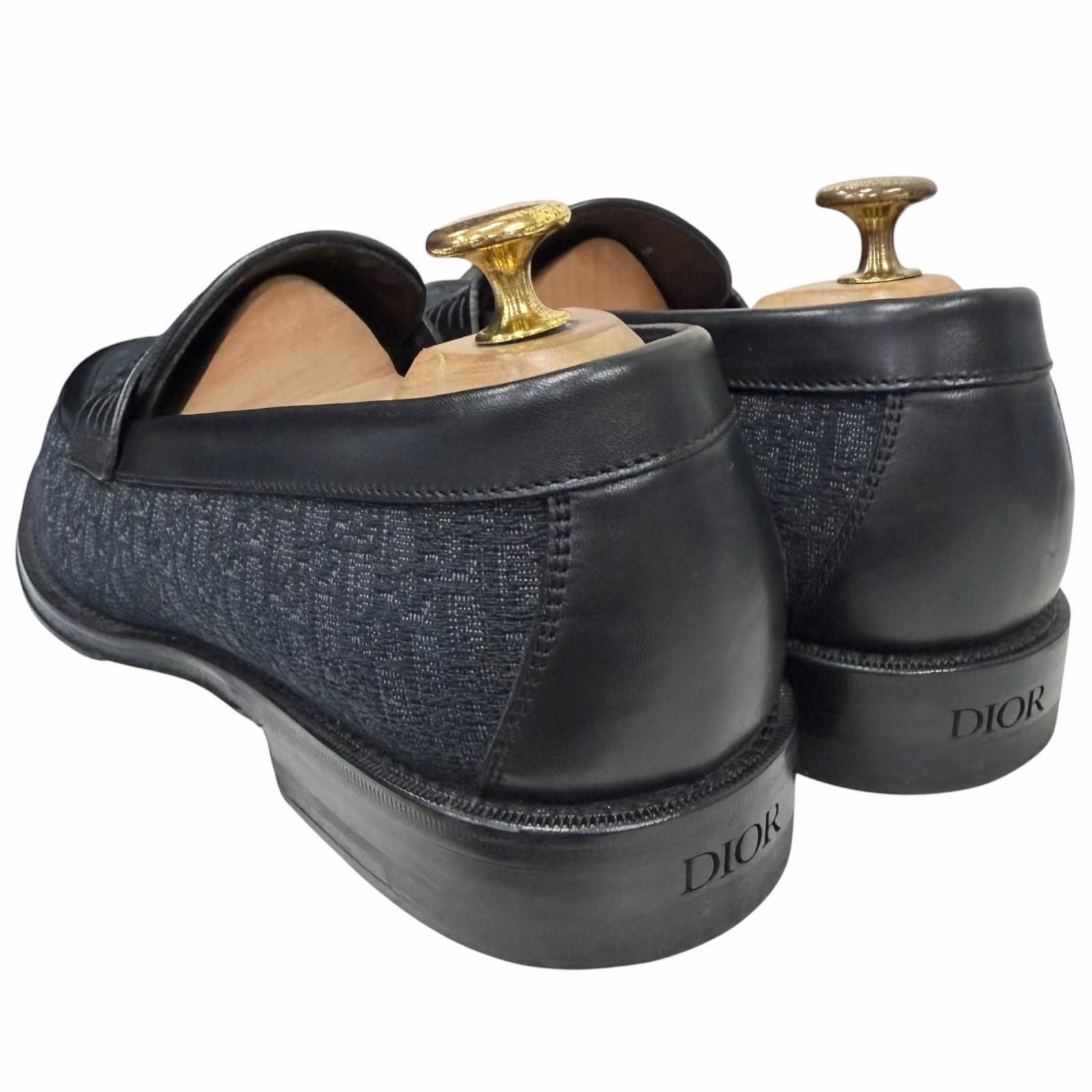 Dior Homme Granville Loafer Leather Oblique Jacquard Coin Loafers Navy Black — view 5