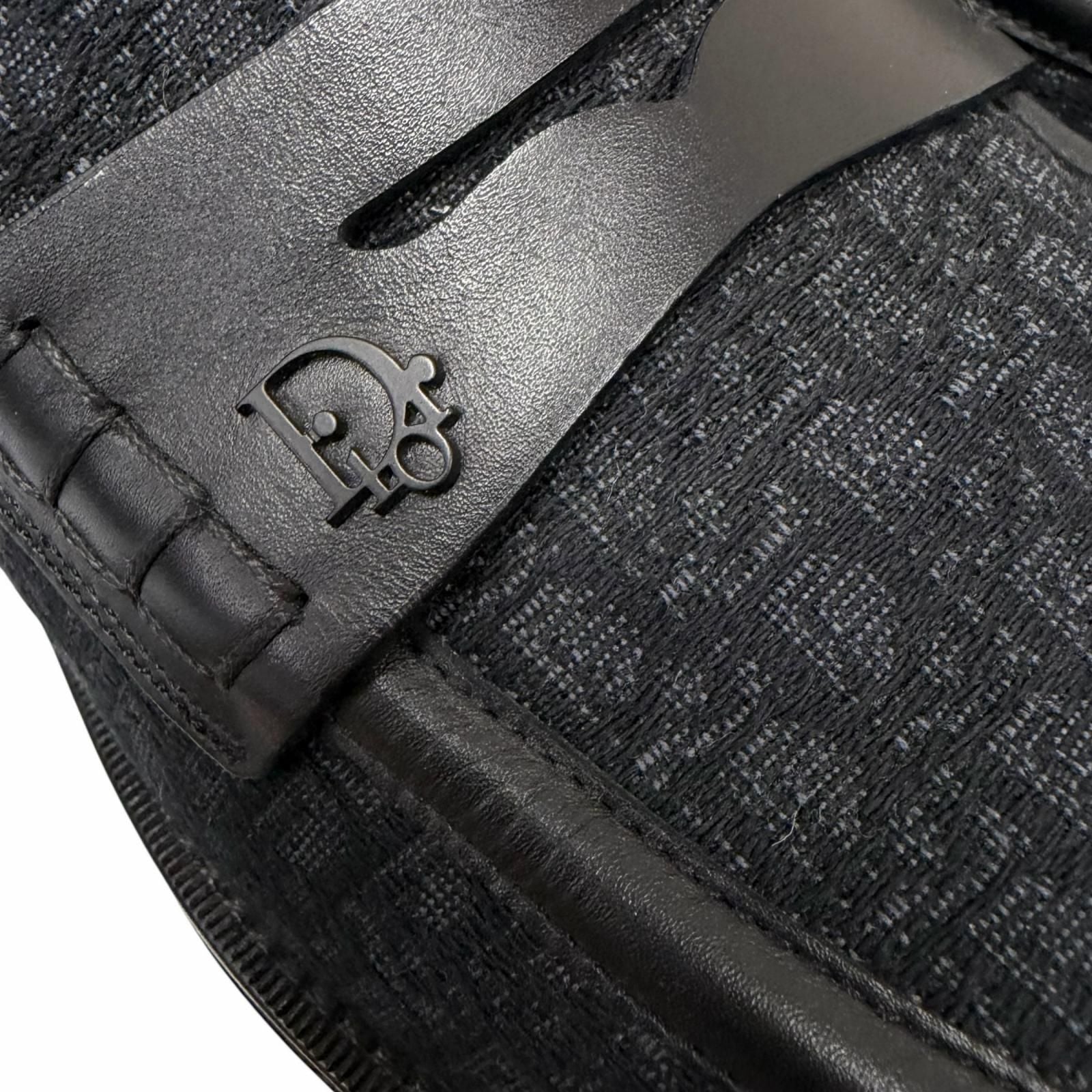 Dior Homme Granville Loafer Leather Oblique Jacquard Coin Loafers Navy Black — view 6