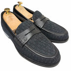 Dior Homme Granville Loafer Leather Oblique Jacquard Coin Loafers Navy Black — view 2