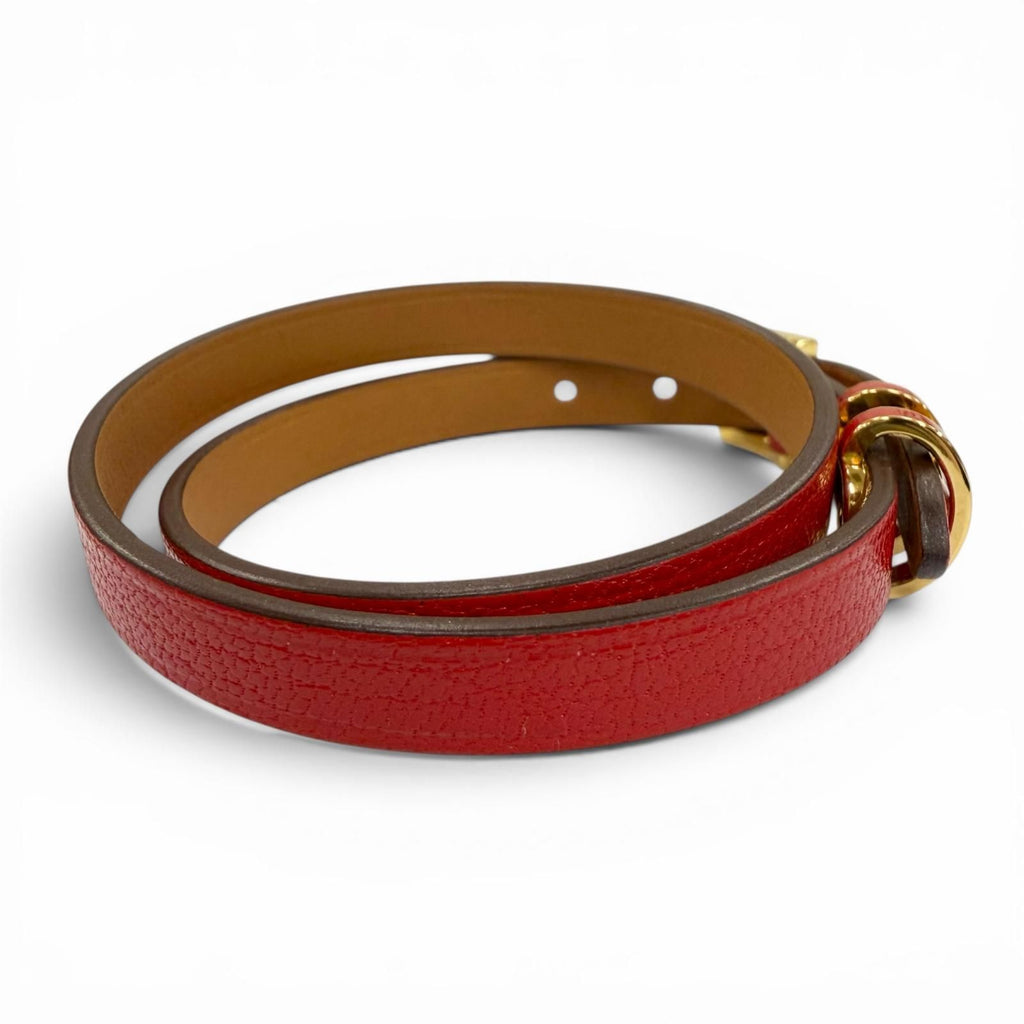Hermes Pop Double Tour Leather Golden Yellow Bracelet Red T2 and — view 5