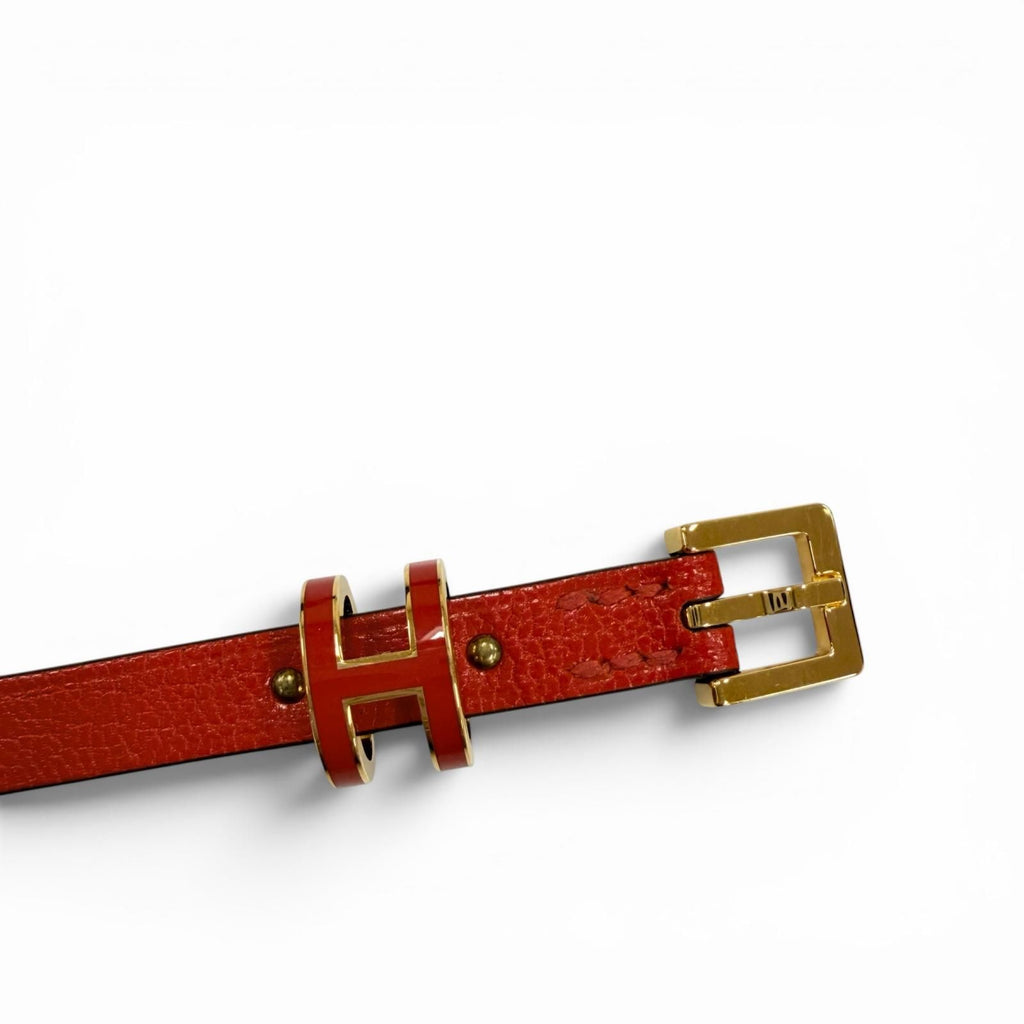 Hermes Pop Double Tour Leather Golden Yellow Bracelet Red T2 and — view 7