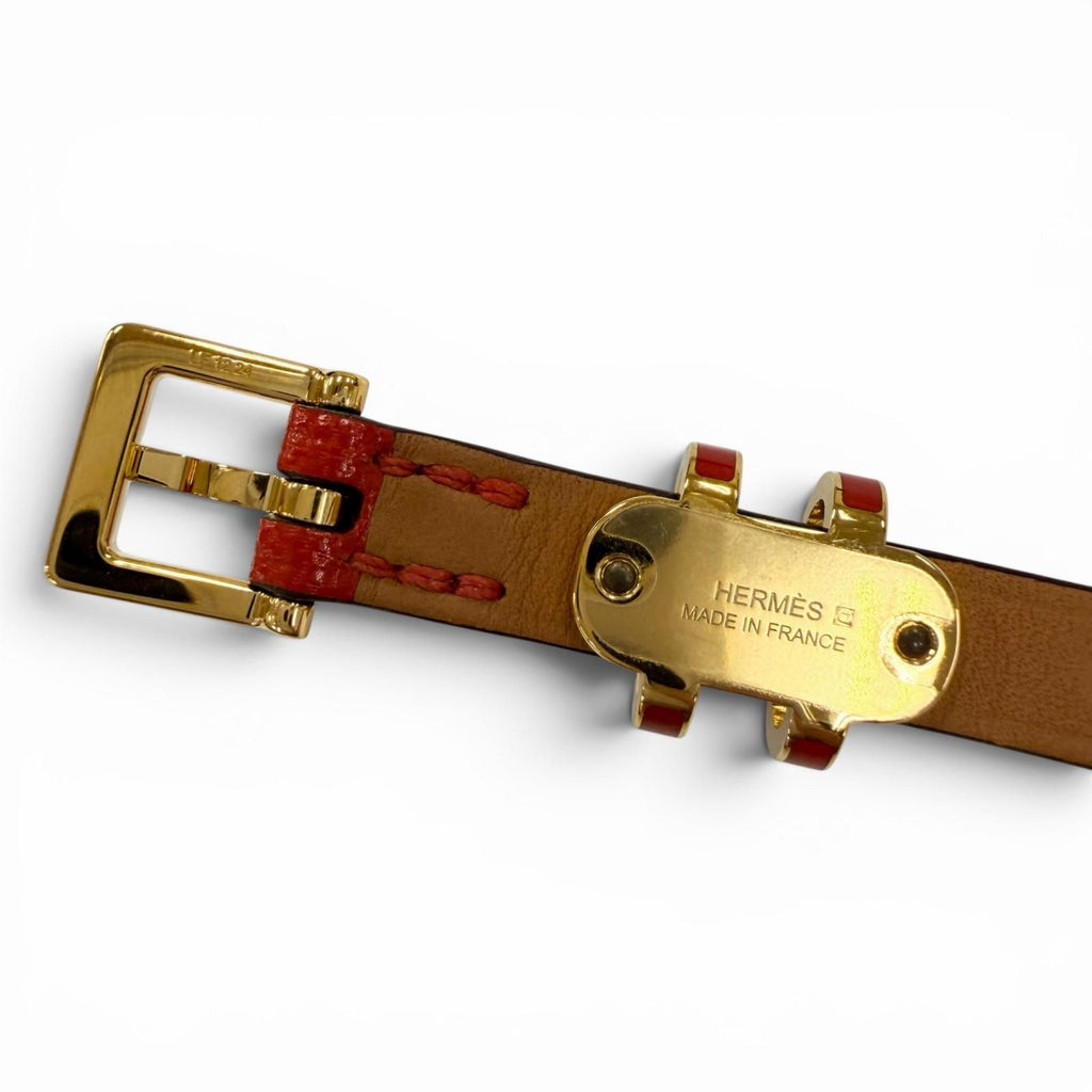 Hermes Pop Double Tour Leather Golden Yellow Bracelet Red T2 and — view 8