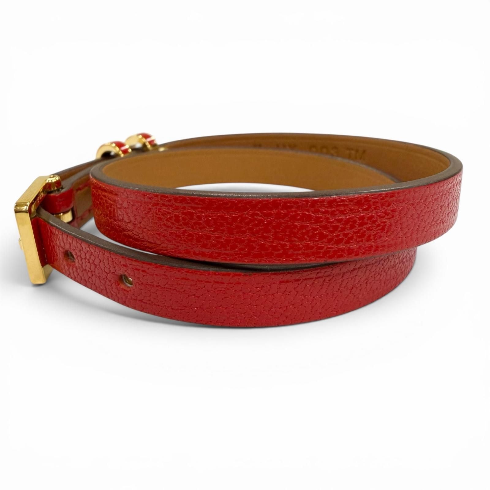Hermes Pop Double Tour Leather Golden Yellow Bracelet Red T2 and — view 3