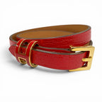Hermes Pop Double Tour Leather Golden Yellow Bracelet Red T2 and