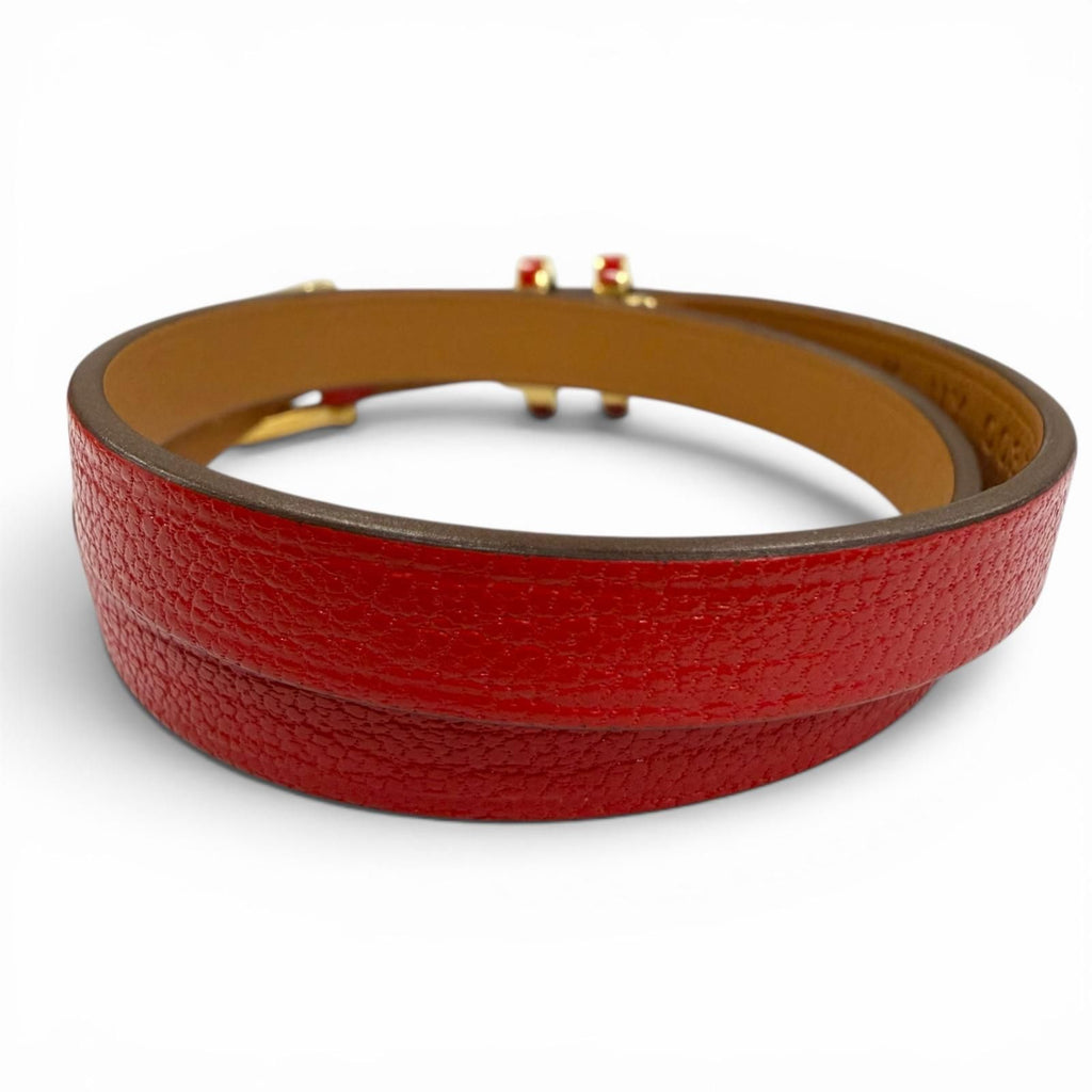 Hermes Pop Double Tour Leather Golden Yellow Bracelet Red T2 and — view 4