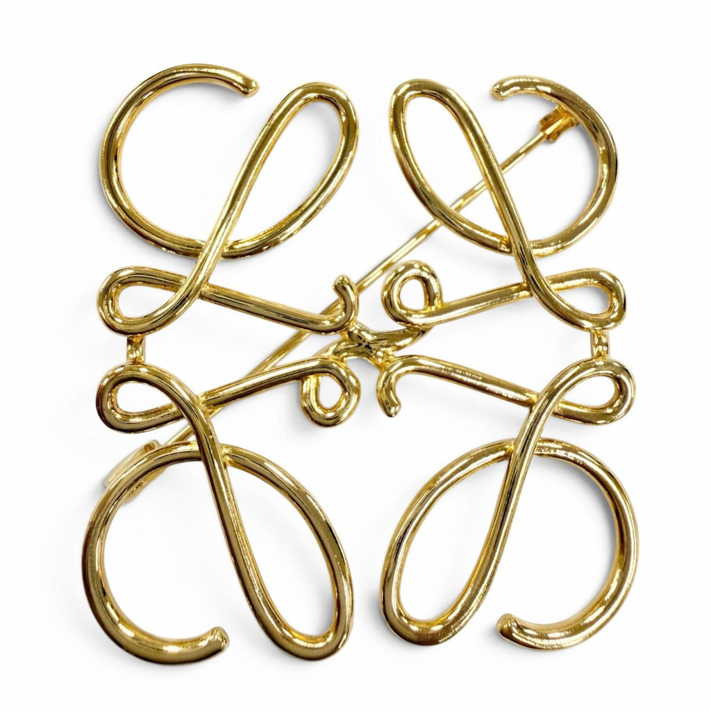Loewe Metal Anagram Logo 5 cm Brooch Gold