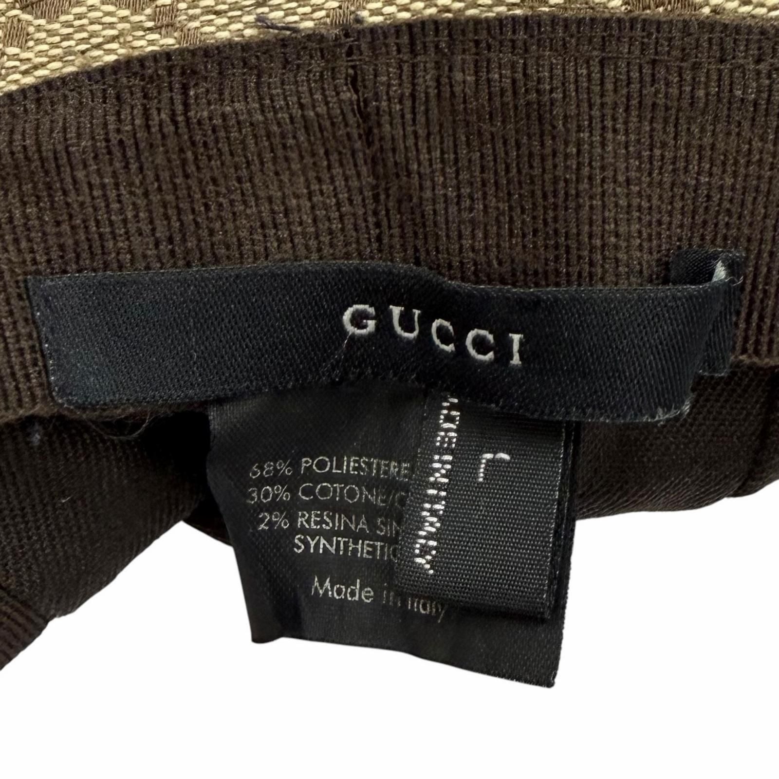 Gucci Leather with Logo GG Canvas Sherry Line Bucket Hat Beige — view 7