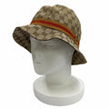 Gucci Leather with Logo GG Canvas Sherry Line Bucket Hat Beige