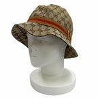 Gucci Leather with Logo GG Canvas Sherry Line Bucket Hat Beige