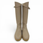 Hermes Foustin Silver Kelly Buckle Leather Long Boots Light Beige — view 4