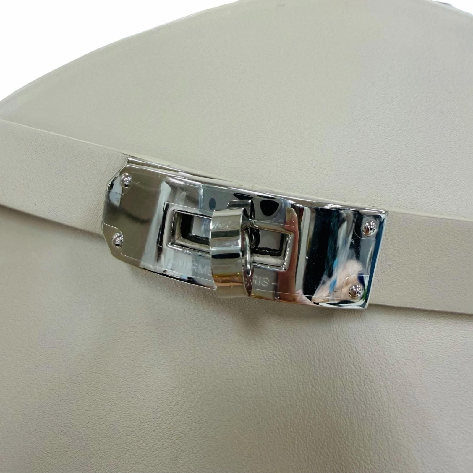Hermes Foustin Silver Kelly Buckle Leather Long Boots Light Beige — view 9