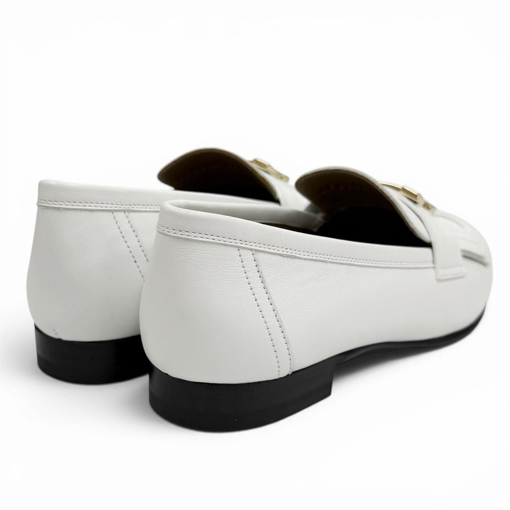 Hermes Moccasins Royale Gold with Logo Loafers White 37 Box — view 3