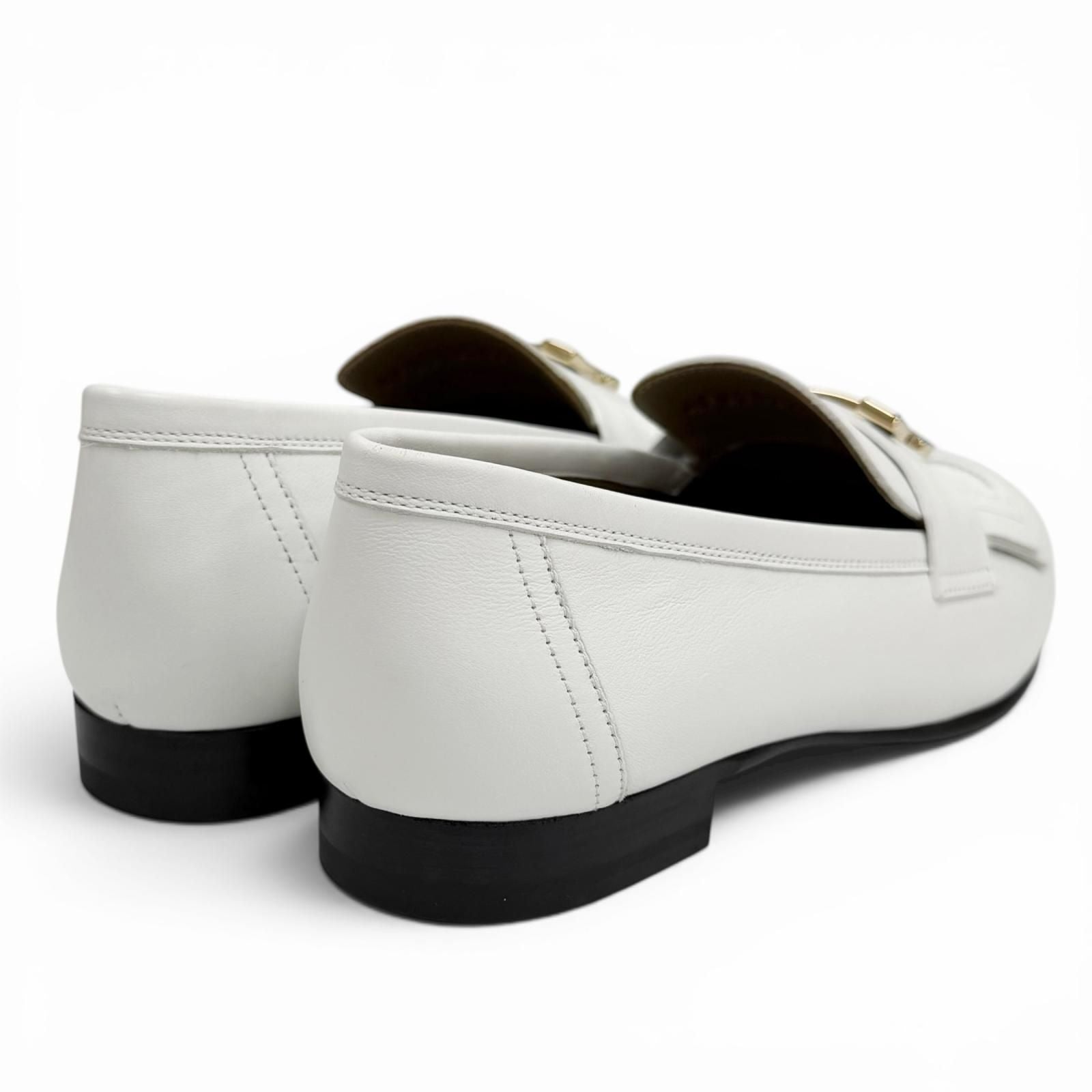 Hermes Moccasins Royale Gold with Logo Loafers White 37 Box — view 3