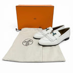 Hermes Moccasins Royale Gold with Logo Loafers White 37 Box — view 2
