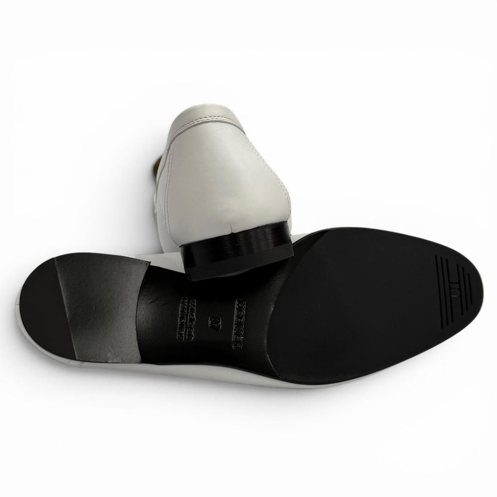 Hermes Moccasins Royale Gold with Logo Loafers White 37 Box — view 7