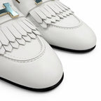 Hermes Moccasins Royale Gold with Logo Loafers White 37 Box — view 8